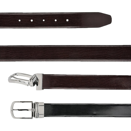 Men��������s Black & Brown Solid Reversible Leather Belt, Premium Leather, Versatile Design, Perfect for All Occasions (Black/Brown)
