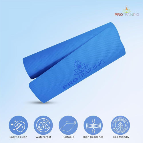 ProTraining Yoga Mat for Fitness, Exercise or Meditation, Stretching Mat for Everyday Use, Non-Slip Yoga Mat, Workout Mat for Men & Women (Blue)