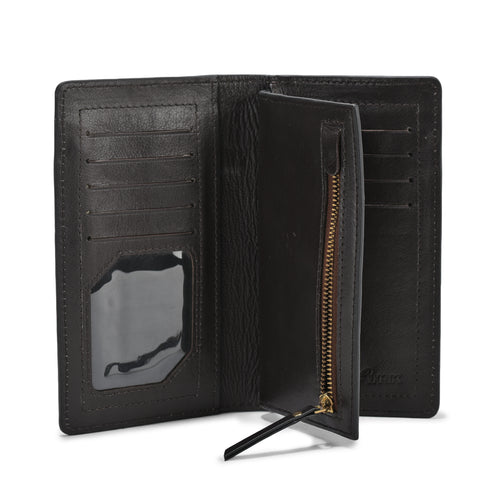 Paradise Grain Leather Wallet, Elegant Choco Leather, Sleek Design, Ideal for Casual and Formal Wear (Choco)