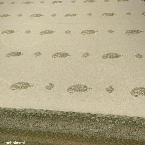 Handblock Boota Print, 250 TC 100% Cotton Flat King Size Bedsheet (108 x 108inches) (275 x 275cm) with 2 Large Pillow Covers, Green