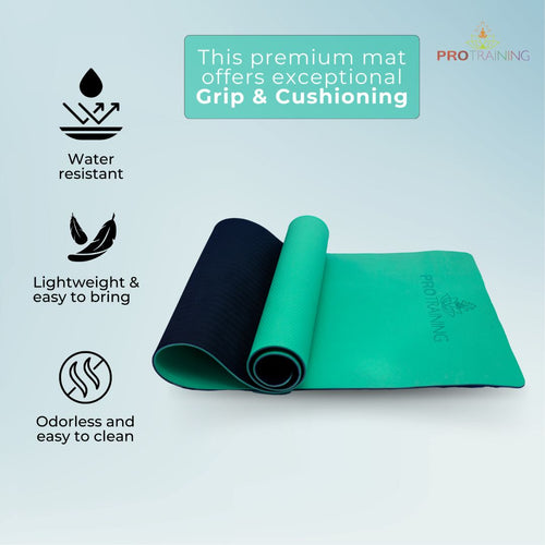 ProTraining Yoga Mat for Fitness, Workout and Meditation, Comfortable Stretching Mat for Daily Use, Anti-Slip and Lightweight Yoga Mat for Men & Women (Green - 6 mm)