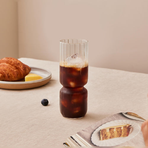 Fluted Long Drink Glasses, Versatile for Lemonade, Iced Brew, Juice, or as a Decorative Vase, Sleek and Elegant Design, Perfect for Breakfast Mornings, Barware, or Table D����cor, Ideal for Gifting (Set of 2)