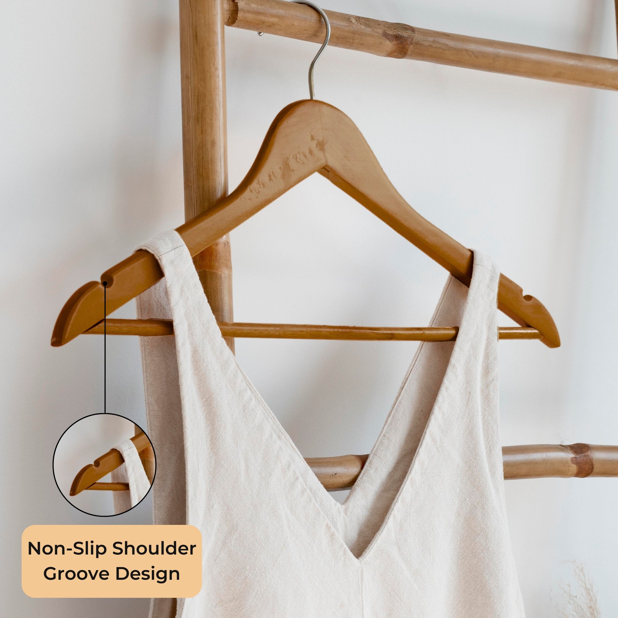 SuperGeneriX Dark Brown Wooden Hangers Set | Solid Wood Coat Hangers with Non-Slip Bar, 360������������ Swivel Hook, and Cut Notches | Durable & Stylish Space-Saving Garment Hangers for Closet Organization