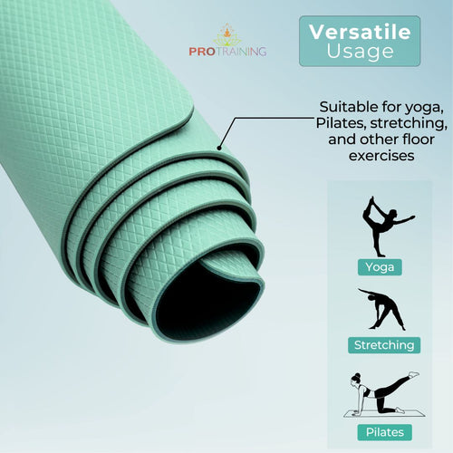 ProTraining Yoga Mat for Fitness, Workout and Meditation, Comfortable Stretching Mat for Daily Use, Anti-Slip and Lightweight Yoga Mat for Men & Women (Green - 6 mm)