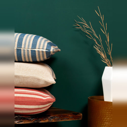 Farmhouse Blue Stripe Cushion Cover �������� Weather-Resistant, Durable, UV-Resistant, Quick-Drying, Stylish, Versatile for Indoor/Outdoor Use, Offers Long-Lasting Strength with Rustic Countryside Charm, Perfect for Sofas, Chairs, and Patios (Set of 2)