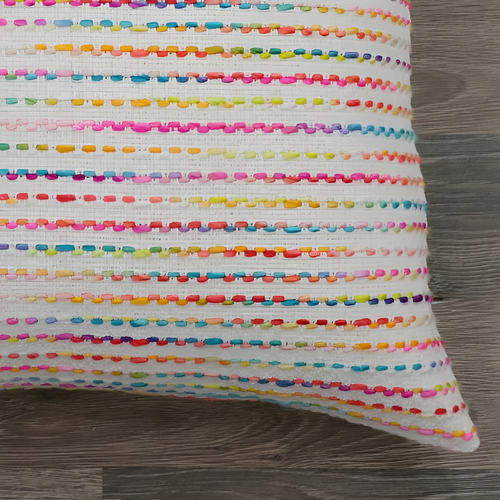Handwoven Bright Horizon Cushion Cover with Zipper Closure | Soft Cotton Cushion Cover for Sofa or Bed