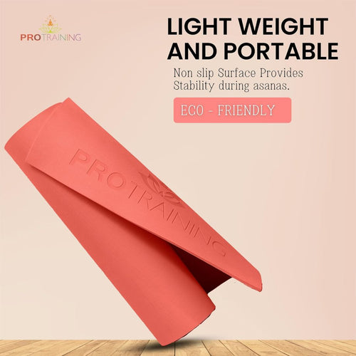 ProTraining Yoga Mat for Fitness, Exercise or Meditation, Stretching Mat for Everyday Use, Non-Slip Yoga Mat, Workout Mat for Men & Women (Red - 4 mm)