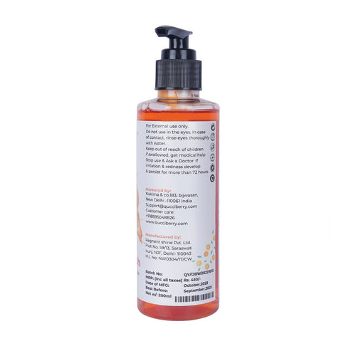 Qucciberry Orange Bodywash�������� Nourishing, Moisturizing Shower Gel with Natural Ingredients, Long-Lasting Aromatic Blend of Fruits, Flowers, and Herbs for Soft, Smooth Skin, Unisex, 200 ML