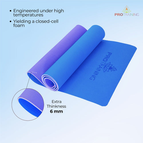 ProTraining Yoga Mat for Fitness, Workout and Meditation, Comfortable Stretching Mat for Daily Use, Anti-Slip and Lightweight Yoga Mat for Men & Women  (Blue - 6 mm)