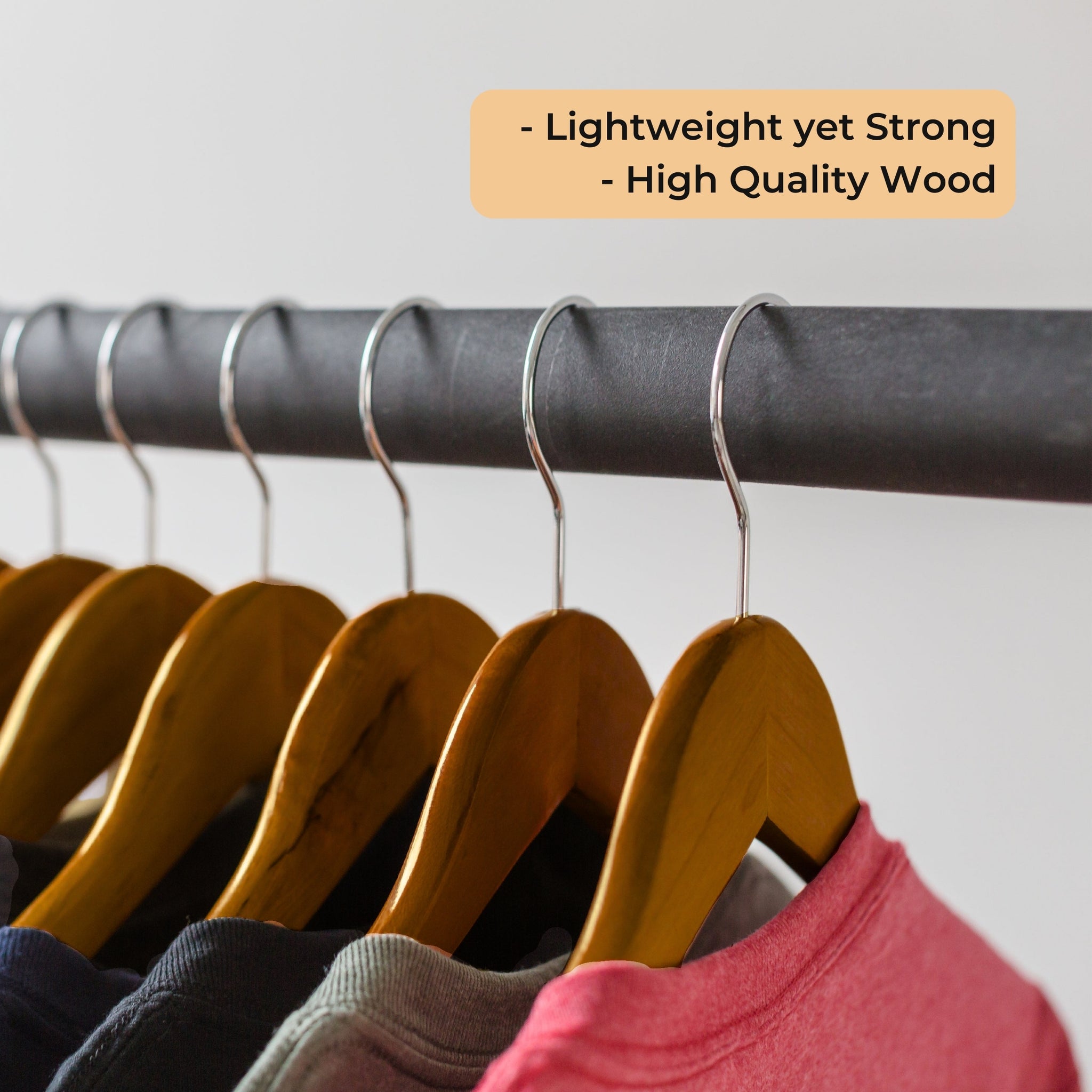 SuperGeneriX Dark Brown Wooden Hangers Set | Solid Wood Coat Hangers with Non-Slip Bar, 360������������ Swivel Hook, and Cut Notches | Durable & Stylish Space-Saving Garment Hangers for Closet Organization