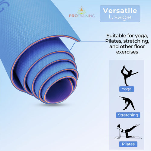ProTraining Yoga Mat for Fitness, Workout and Meditation, Comfortable Stretching Mat for Daily Use, Anti-Slip and Lightweight Yoga Mat for Men & Women  (Blue - 6 mm)