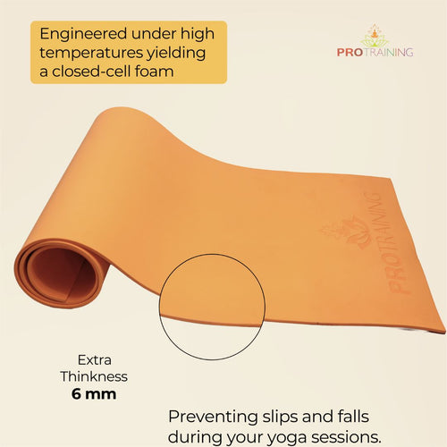 ProTraining Yoga Mat for Fitness, Exercise or Meditation, Stretching Mat for Everyday Use, Non-Slip Yoga Mat, Workout Mat for Men & Women (Orange - 6 mm)