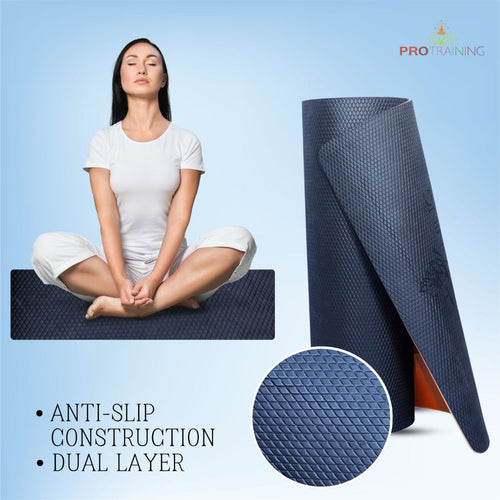 ProTraining Yoga Mat for Fitness, Workout and Meditation, Comfortable Stretching Mat for Daily Use, Anti-Slip and Lightweight Yoga Mat for Men & Women (Black - 6 mm)
