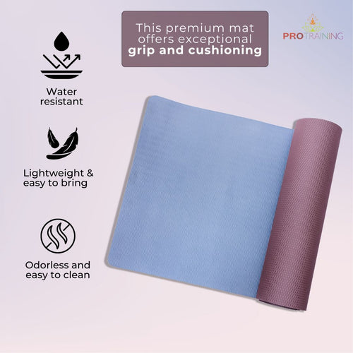 ProTraining Yoga Mat for Fitness, Workout and Meditation, Comfortable Stretching Mat for Daily Use, Anti-Slip and Lightweight Yoga Mat for Men & Women  (Grey - 6 mm)