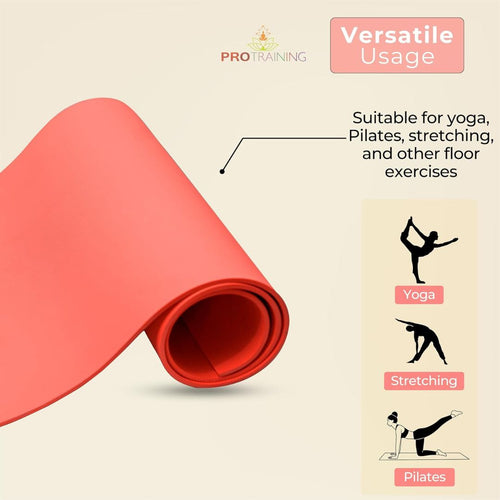 ProTraining Yoga Mat for Fitness, Exercise or Meditation, Stretching Mat for Everyday Use, Non-Slip Yoga Mat, Workout Mat for Men & Women (Red - 4 mm)