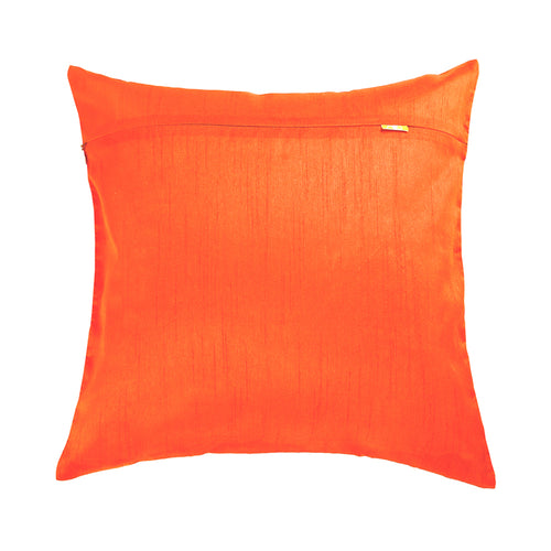 Orange Floral Embroidered Cushion Cover, Set of 2 pcs, Orange Tulip Embroidery with Gold Highlights, Hidden Closure, Decorative Accent Covers (16