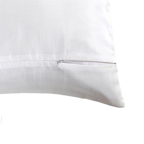 White Floral Embroidered Cushion Cover, Set of 2 pcs, White Tulip Embroidery with Gold Highlights, Hidden Closure, Fresh Floral Cushions (16