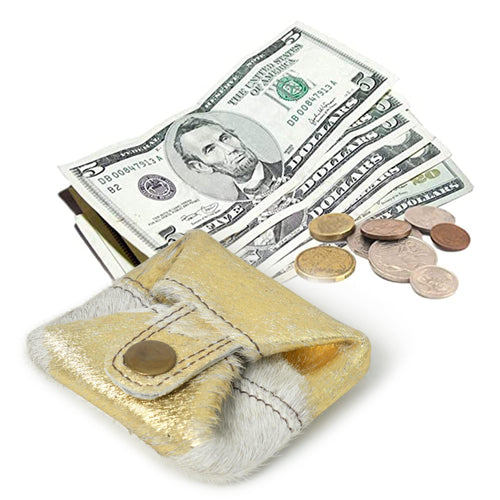 Gold Foil Premium Leather Mini Pocket Wallet for Men & Women