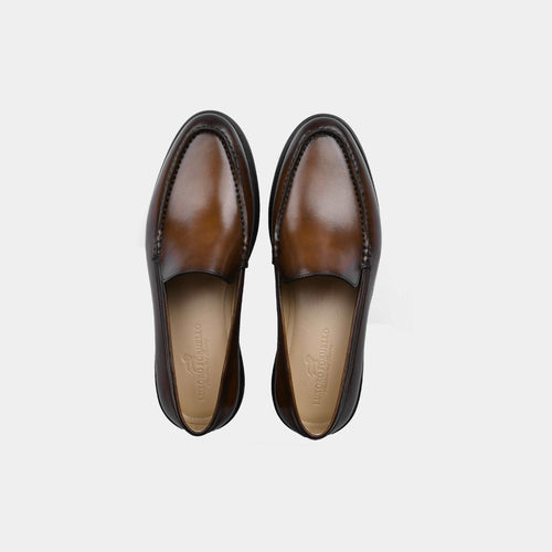 Brown Patina Leather Slip-Ons | Aero-Flex