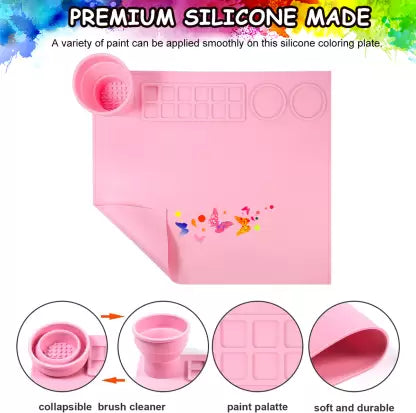 Silicone Painting Mat with Palette and Water Holder