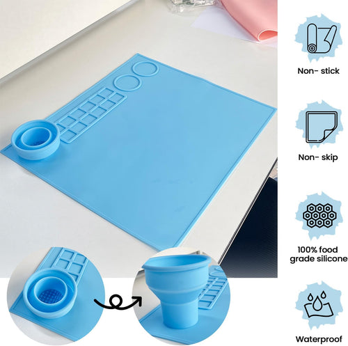 Silicone Painting Mat with Palette and Water Holder